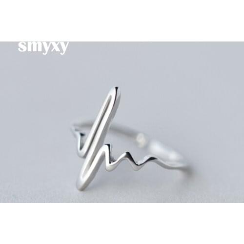 Women Vintage Simple Style Heart Beat Rings Adjustable Size Electrocardiogram Wave heartbeat Ring Party Jewelry lover Best Gifts