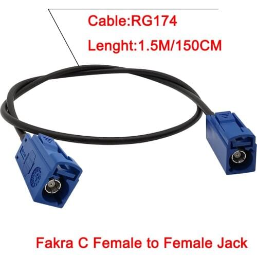 1.5M Fakra C RF Coaxial Female Connector Fakra C Female to Fakra C Female Pigtail Extension RG174 Cable for Car GPS Antennas