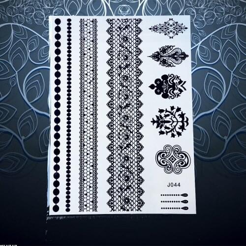 1PC Sexy Black Tattoo Sticker Lace Armlet Henna Flower Jewelry Tatoo Waterproof Bracelet Temporary Fake Tattoo Women Decal PBJ44