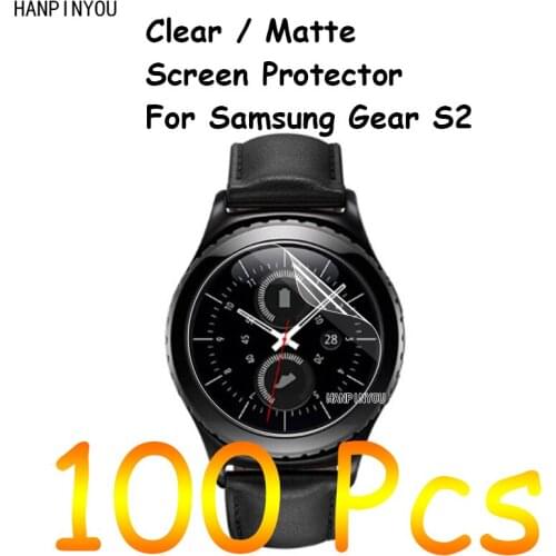 100Pcs For Samsung Gear S2 / S2 Classic HD Clear / Anti-Glare Matte Screen Protector Protective Film Guard +Cleaning Cloth