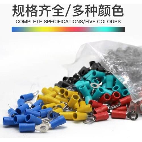 100PCS RV1.25- 3 4 RV1.25- 5RV1.25- 6 8 10 Ring Insulated Wire Connector Electrical Crimp Terminal RV1.25-4 Cable Wire Connector
