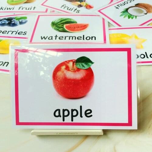 28pcs Montessori English Fruit Word Cards Baby Flash Cards Learning Toys For Children Early Education Cognitive Card