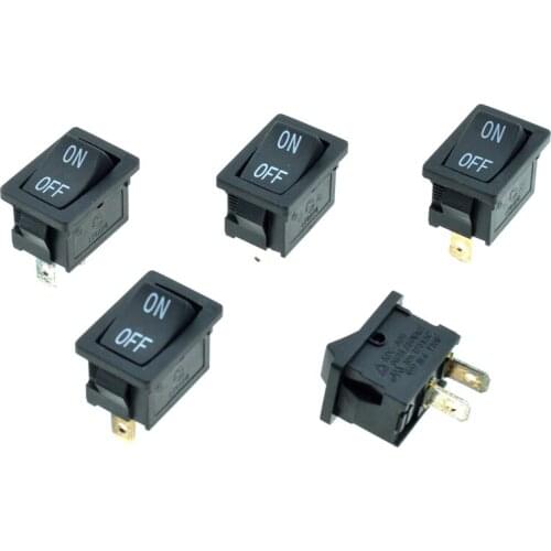 5PCS Black Snap-in 6A 250VAC/10A 125VAC 2 Pin ON/OFF Position SPST 19x13mm Panel Mount Car Rocker Boat Switch