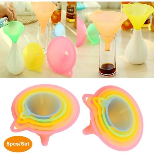 5Pcs/SET Colorful Plastic Funnel Variety Household Liquid Oil Dispensing Pour Oil Fuel Hopper Car Kitchen Gadgets Tools Supplies