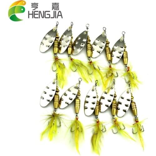 HENGJIA 50pcs spinner spoon fishing lures 7.4g 6.8cm 6#hooks hard metal sequin fishing baits wobble pike pesca fishing tackles