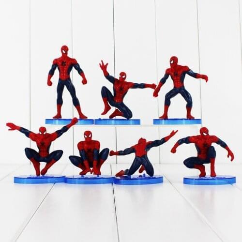 7Pcs/Set Spider-Man Figure The Spiderman Spider Man PVC Action Figure Toys 7-11cm Great Gift