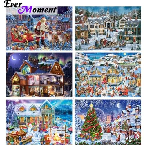 Ever Moment Diamond Painting Christmas Day Snowman Handmade Gift Resin Full Square Drill Mosaic Embroidery Decoration ASF2139