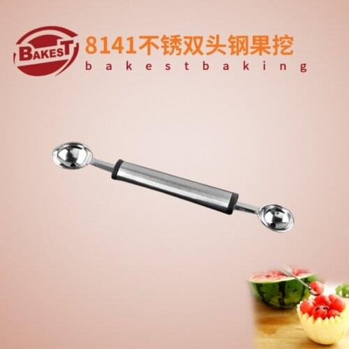 BAKEST Stainless Steel Fruit Scoops Double Melon Ballers Scoop Ice Cream Cake Spoons
