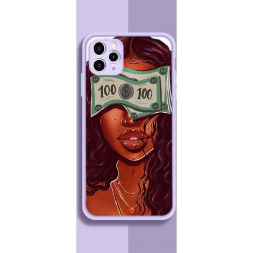 MAKE MONEY Not Friends AfroGirl Phone Case Purple Transparent Matte For IPhone 7 8 11 12 S Mini Pro X XS XR MAX Plus Shell