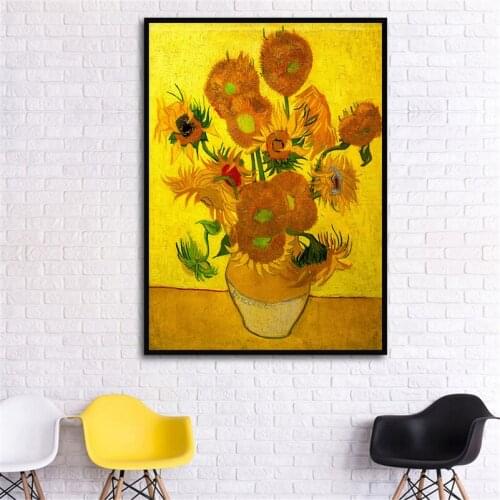 Famous Canvas Painting Van Gogh Sunflower Poster Abstract Print Flower Wall Pictures for Living Room Kitchen Bedroom Wall Art