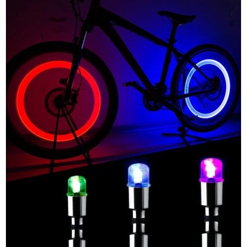 2pcs Neon Lights Color Tyre Wheel Valve Caps Light LED Lamp Flash Bicycle Motorcycle Tire Motion Air Cover Rim Valve Stem Caps