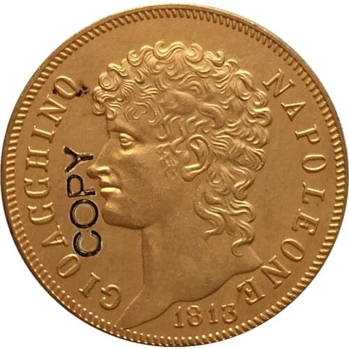 24 - K gold plated 1813 Italian states 40 Lire - Joachim Murat coins copy