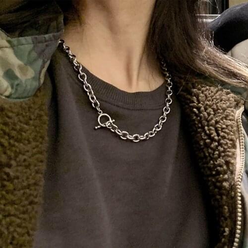 Harajuku Dark Wind Stainless Steel Short Necklace Titanium Steel Men Women Collarbone Chain OT Chains Choker Necklace Jewelry
