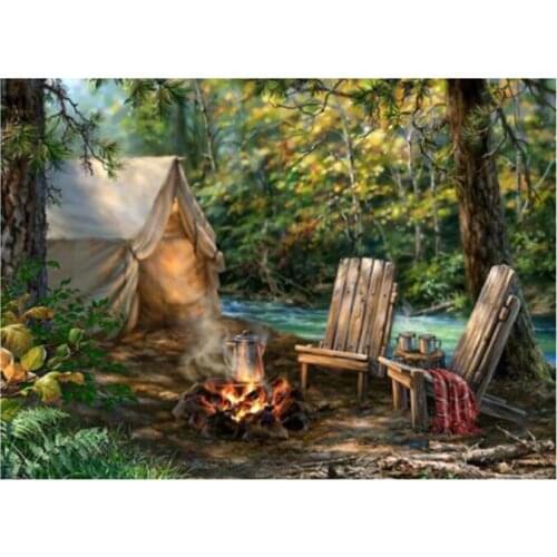 Square Round 5D DIY Diamond Painting Tent Camping Rhinestone Embroidery Cross Stitch Home Decoration Gift Wall Sticker XN1007