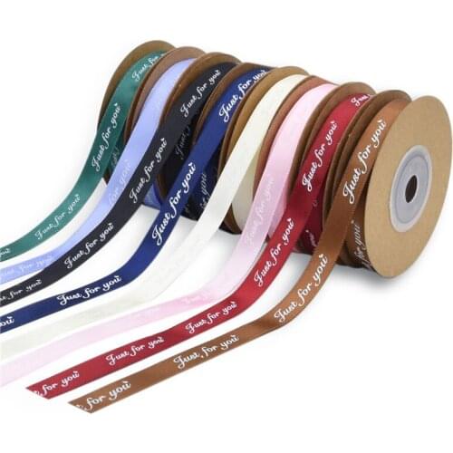 10Yards 10mm Just For You Polyester Christmas Gift Ribbon Tape For Needlework Craft Decarotions Print Ribbons Handcraft DIY Bow