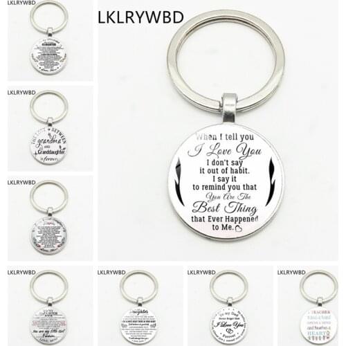 LKLRYWBD/ New Mothers Love for Her Daughter Fashion Fashion Keychain Key Ring Jewelry Pendant Convex Glass Keychain
