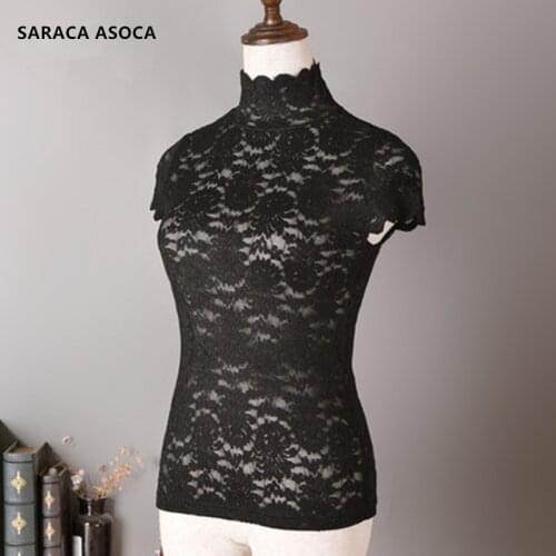 Fashion Lace Black Standing Long Detachable Collars Shawl Women All Match Lace Sweater Faek Collar Smock Lady