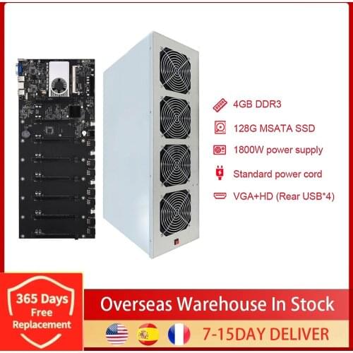 A Set 1850W PSU+4G DDR3+128G MSATA SSD+8Pcs 8pin Power Cable+4PCS Cooling Fan+BTC-T37 Motherboard For mining Bitcoin ETH Rig