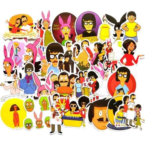 TD ZW 34PCS Cartoon Stickers Bobs Burgers Funny Stickers For Laptop Luggage Skateboard Motorcycle Bottle Decal Graffiti Stickers