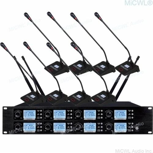Super High-end UHF Wireless 8 Microphone Channel Table Desktop Gooseneck with Mute Function Conference Microphones System