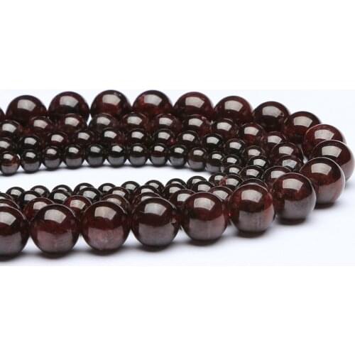 Natural garnet 2-14mm round Gemstone beads for 925 sterling silver Jewelry Making Necklace Bracelet 15inch ICNWAY