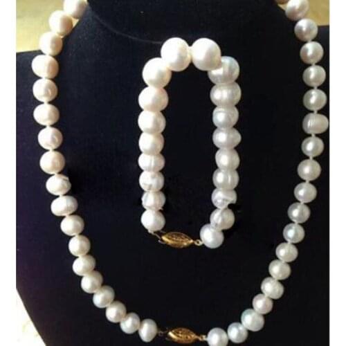 New 9-10MM WHITE FRESHWATER PEARL NECKLACE Bracelet