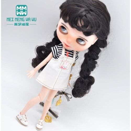 1pcs Blyth Doll Clothes Bunny suspender skirt, T-shirt, leather shoes for Blyth Azone OB23 OB24 doll accessories