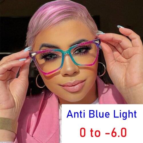 Fashion Myopia Prescription Glasses Clear -1 -2 -2.5 -3 Anti Blue Light Computer Eye Glasses Frames For Women Oculos De Grau