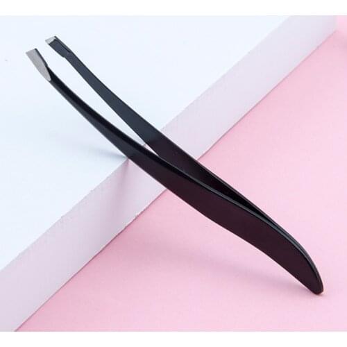 1PC Black Color Eyebrow Tweezer Hair Beauty Slanted Puller Stainless Steel Eye Brow Clips Hair Removal Makeup Tool Brand New