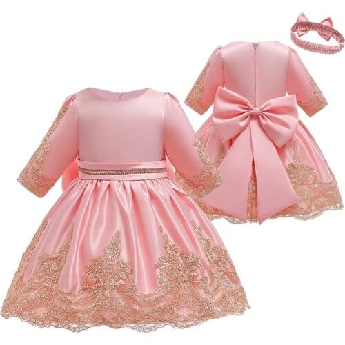 Big Bow Girls Dress Summer Casual Embroidery Princess Dresses For Party Birthday Present Costume Baby Girl Dresses For 1-5 Years