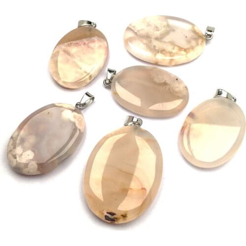 Natural Stone agates Pendant Elliptical shape Exquisite Pendants for Jewelry making DIY charms Necklaces Accessories 30x42mm