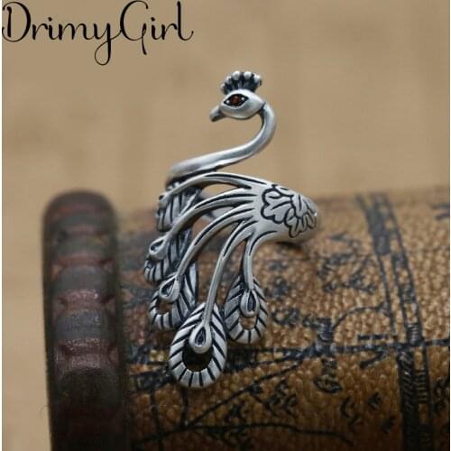 Exaggerated Handmade Peacock Rings Finger Jewelry For Women Retro Gothic Punk Creativity Jewelry 2021