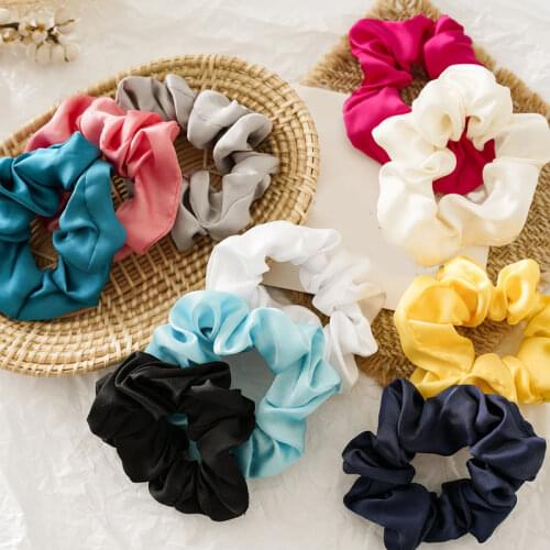 2021 New arrival Fashion women lovely satin Hair bands bright color hair scrunchies girls hair Tie Accessories Ponytail Holder