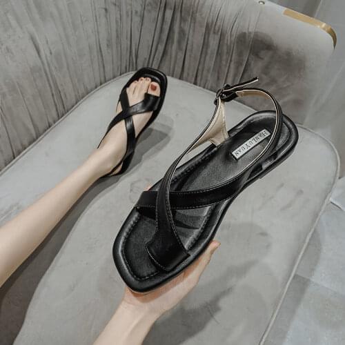 Women Summer Sandals Fashion 2021 New Beach White Buckle Casual Flats Open Toe Female Office Ladies Shoe