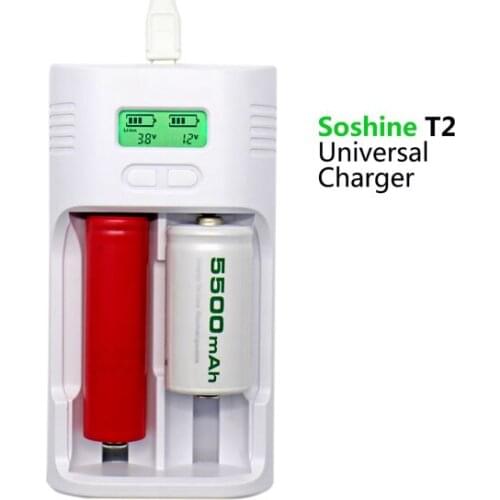 Soshine SC-T2 Li-ion LiFePO4 Charger for 26650 18650 14500 16340 C AAA/AA Rechargeable Batteries