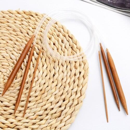 80cm/120cm Extended Ring Needles for Knitting Bamboo Wooden Circular Sweater Needles Pin 2-10mm Crochet Needle Knitting Tools