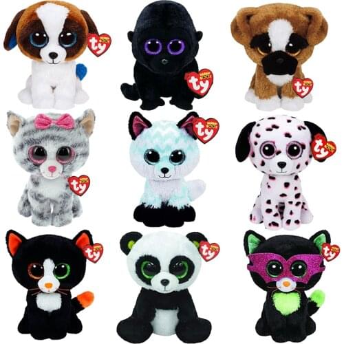 Ty Beanie Boos Cat dog Series Panda Fox Gorilla Soft Baby Plush Toys 6" 15 cm Cute Big Eyes Animal Dolls Boy Girl Birthday Gifts