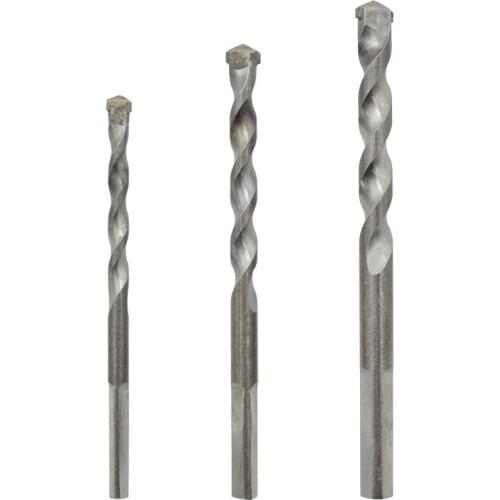 3PCS Impact Masonry Drill Bit Hand Drill Triangle Handle Cement Concrete Wall Construction Impact Drill Set