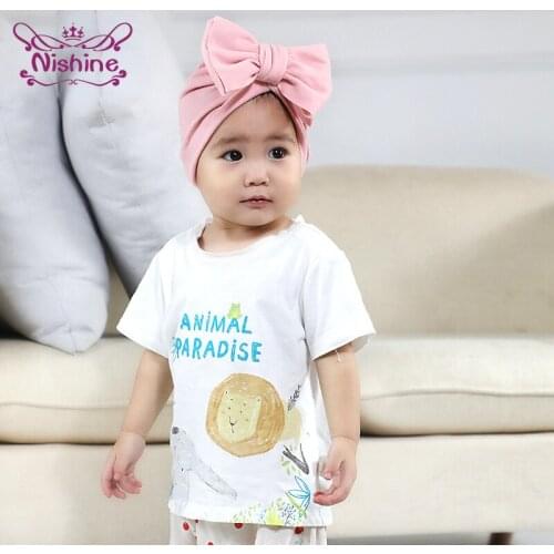 Nishine Comfortable Warm Imitation Cashmere Newborn Caps Solid Color Handmade Bowknot Infant Hats Baby Headwear Birthday Gifts