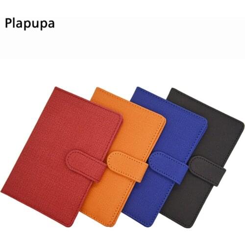 Business Passport Holder with Buckle and ID Card Covers Easy Closing Solid Color Portable Passport Bags (suit embossing)