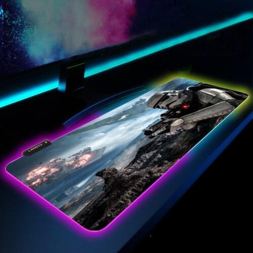 Star Battle Large LED Light RGB Waterproof Gaming Mouse Pad USB Wired Gamer Mousepad Mice Mat 7 Dazzle Colors for Computer PC