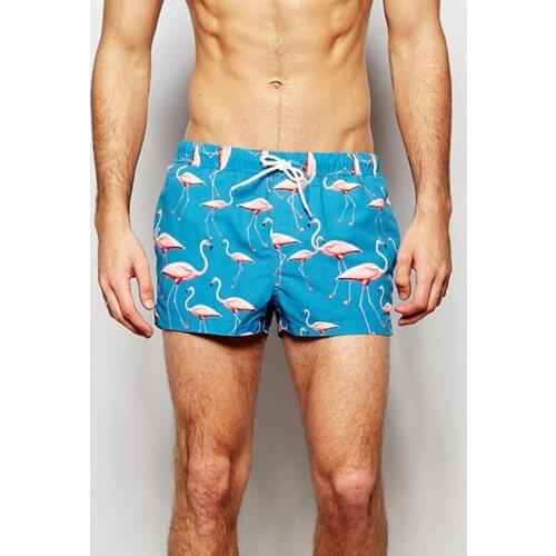 WD876 2018 trend flamingo print swimwear men beach board leisure shorts pants men swimsuit sunga swimwear male sweatpants shorts