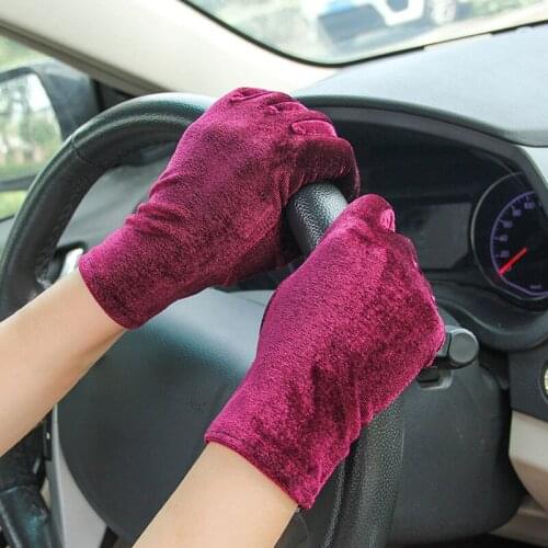 1 pair Woman Warm Satin Goves Lady Solid Velvet Female Windproof Winter Soft Thermal Comfortable Gloves Mitten