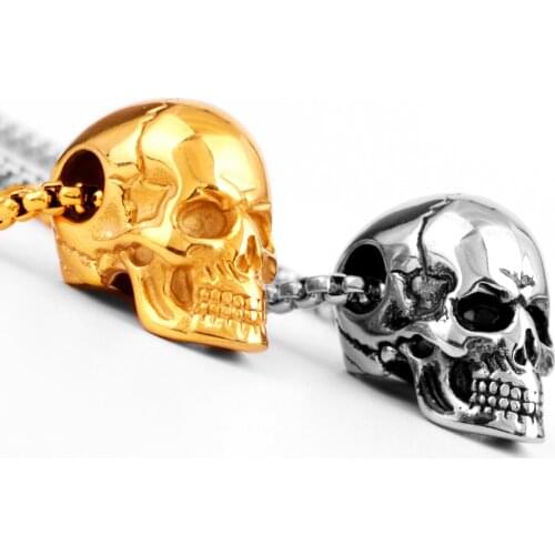 Gold Black Skull Men Necklaces Pendants Chain Punk Hip Hop for Boyfriend Male Stainless Steel Jewelry Creativity Gift Wholesale