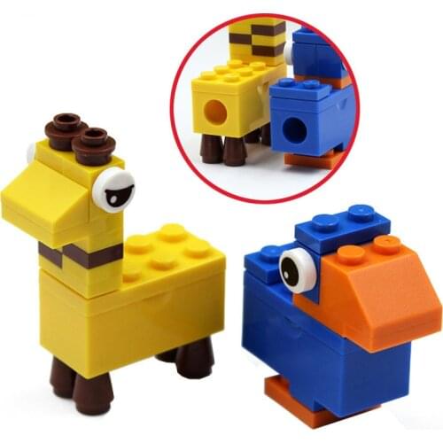 1pcs DIY Creative Building Blocks Pencil Sharpener Cartoon Student Stationery Afilador Kindergarten Kids Puzzle Toy