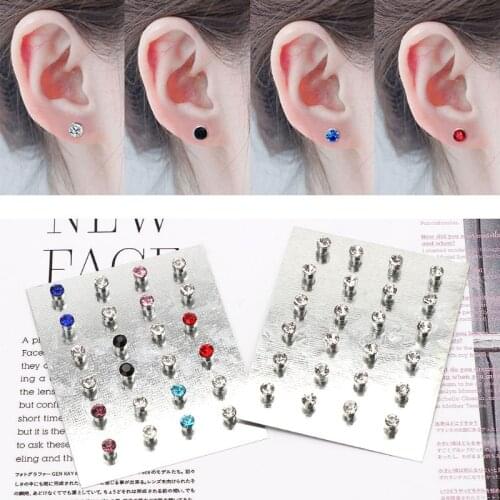 ANGELADY 12 Pairs Crystal Rhinestone Earrings Stud Magnetic Clip Non Piercing Earrings Fashion Jewelry for Women