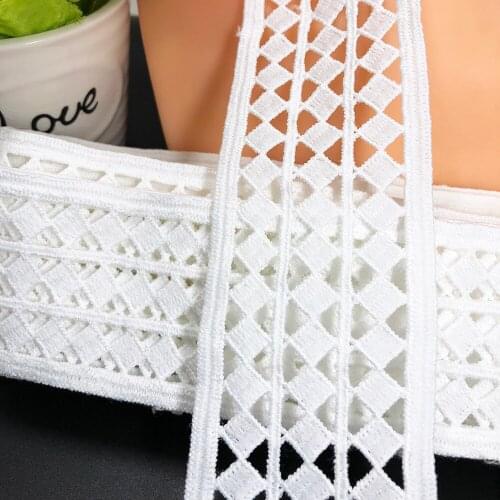 20yard 4.8cm Geometric Rectangle Bar Code Lace Fabric Ribbon Diy Sewing Trim Clothing Dress Accessories Water Soluble Wedding