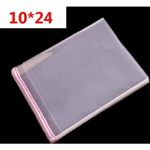 200 pcs 10 x 24 cm Crystal Clear Poly Cello Bag Self Adhesive Seal Opp plastic Cellophane Bags