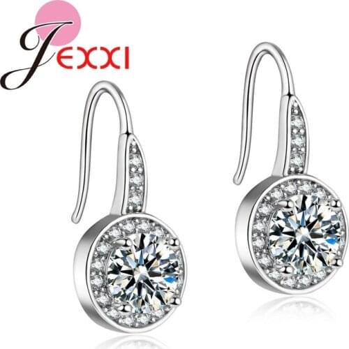 2020 Fashion New CZ Crystal Charm Stud Earrings Elegant 925 Sterling Silver Wedding Bridal Earrings For Women