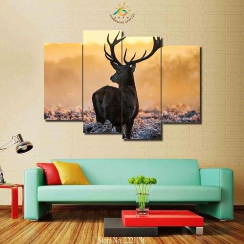 3-4 Pieces Winter Deer Look for Her Lover Pictures Painting Home Decoration Wall Art Pictures HD Canvas Painting Modern Pictures
